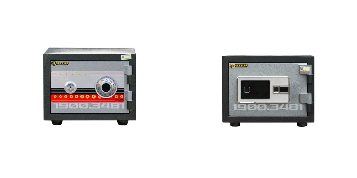 Két sắt KE28 A khóa cơ và KE28 Pro khóa vân tay, cùng thân két màu đen bạc
